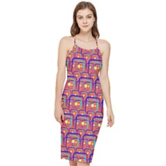 Pink Yellow Neon Squares - Modern Abstract Bodycon Cross Back Summer Dress by ConteMonfrey