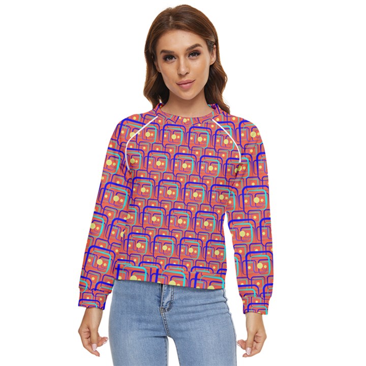 Pink Yellow Neon Squares - Modern Abstract Women s Long Sleeve Raglan Tee