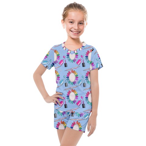 Manicure Kids  Mesh Tee And Shorts Set by SychEva