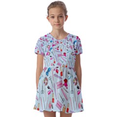 Manicure Nail Kids  Short Sleeve Pinafore Style Dress by SychEva