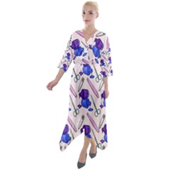 Manicure Quarter Sleeve Wrap Front Maxi Dress by SychEva