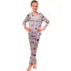 Manicure Kid s Satin Long Sleeve Pajamas Set by SychEva