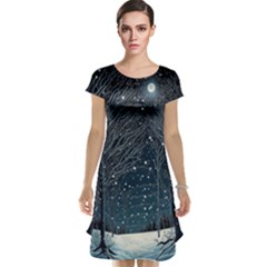 Snow Christmas Starry Night Cap Sleeve Nightdress by Simbadda