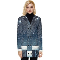 Snow Christmas Starry Night Button Up Hooded Coat  by Simbadda