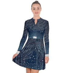 Snow Christmas Starry Night Long Sleeve Panel Dress