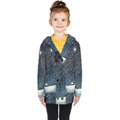 Snow Christmas Starry Night Kids  Double Breasted Button Coat by Simbadda