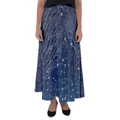 Snow Christmas Starry Night Flared Maxi Skirt