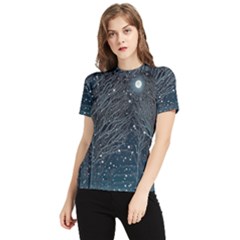 Snow Christmas Starry Night Women s Short Sleeve Rash Guard by Simbadda