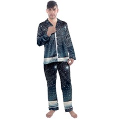 Snow Christmas Starry Night Men s Long Sleeve Satin Pajamas Set by Simbadda