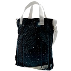 Snow Christmas Starry Night Canvas Messenger Bag by Simbadda