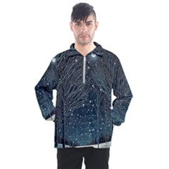 Snow Christmas Starry Night Men s Half Zip Pullover by Simbadda