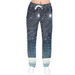 Snow Christmas Starry Night Women Velvet Drawstring Pants by Simbadda