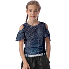 Snow Christmas Starry Night Kids  Butterfly Cutout Tee