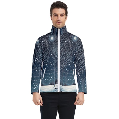 Snow Christmas Starry Night Men s Bomber Jacket by Simbadda