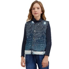 Snow Christmas Starry Night Kid s Short Button Up Puffer Vest	 by Simbadda