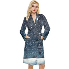 Snow Christmas Starry Night Long Sleeve Velvet Robe by Simbadda