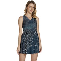 Snow Christmas Starry Night Sleeveless High Waist Mini Dress