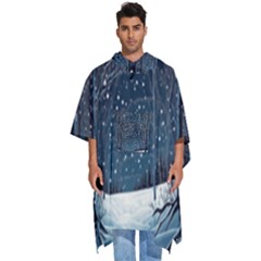 Snow Christmas Starry Night Men s Hooded Rain Ponchos by Simbadda