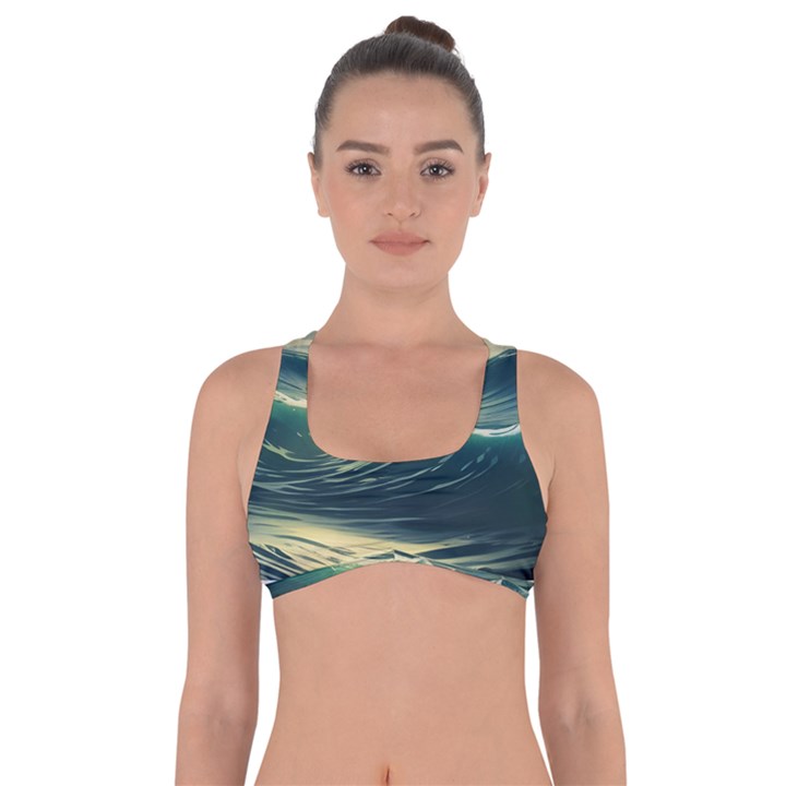 Ocean Sea Waves Tide Got No Strings Sports Bra