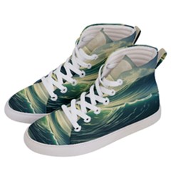 Ocean Sea Waves Tide Women s Hi-top Skate Sneakers by Simbadda