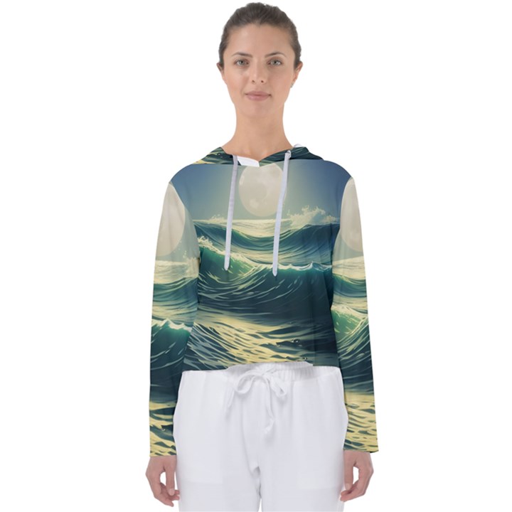 Ocean Sea Waves Tide Women s Slouchy Sweat