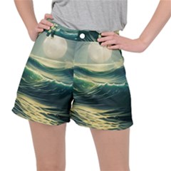 Ocean Sea Waves Tide Women s Ripstop Shorts by Simbadda