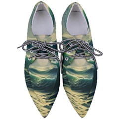 Ocean Sea Waves Tide Pointed Oxford Shoes by Simbadda