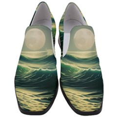 Ocean Sea Waves Tide Women Slip On Heel Loafers by Simbadda