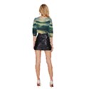 Ocean Sea Waves Tide Mid Sleeve Drawstring Hem Top View4