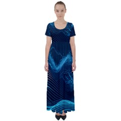 Technology Computer Background High Waist Short Sleeve Maxi Dress by Simbadda