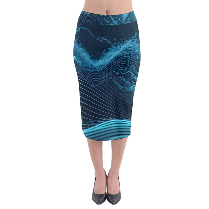 Technology Computer Background Midi Pencil Skirt