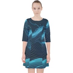 Technology Computer Background Quarter Sleeve Pocket Dress by Simbadda