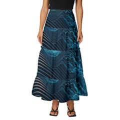 Technology Computer Background Tiered Ruffle Maxi Skirt