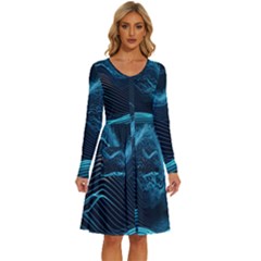 Technology Computer Background Long Sleeve Dress With Pocket by Simbadda