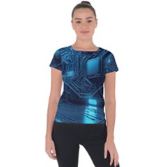 Technology Modern Short Sleeve Sports Top  by Simbadda