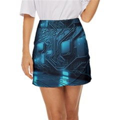 Technology Modern Mini Front Wrap Skirt by Simbadda