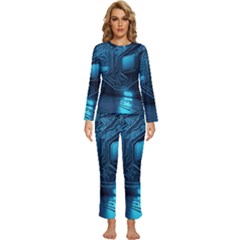 Technology Modern Womens  Long Sleeve Lightweight Pajamas Set by Simbadda