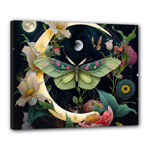 Flower Mot Moon Star Planet Canvas 20  X 16  (stretched) by Simbadda