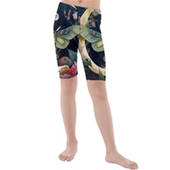 Flower Mot Moon Star Planet Kids  Mid Length Swim Shorts by Simbadda