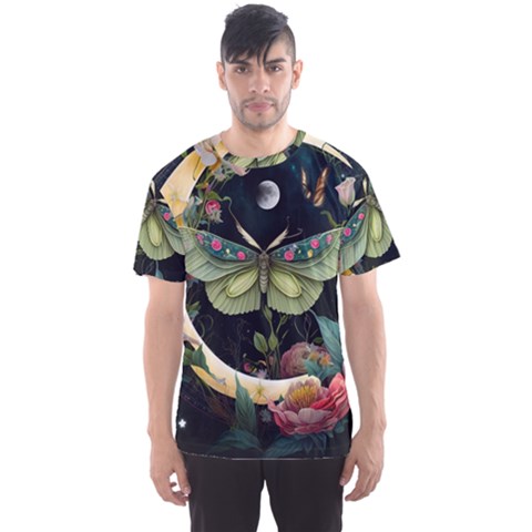 Flower Mot Moon Star Planet Men s Sport Mesh Tee by Simbadda