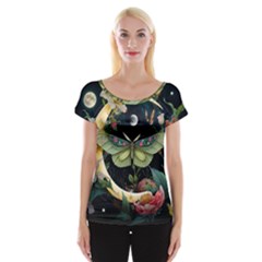 Flower Mot Moon Star Planet Cap Sleeve Top by Simbadda