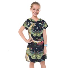 Flower Mot Moon Star Planet Kids  Drop Waist Dress by Simbadda