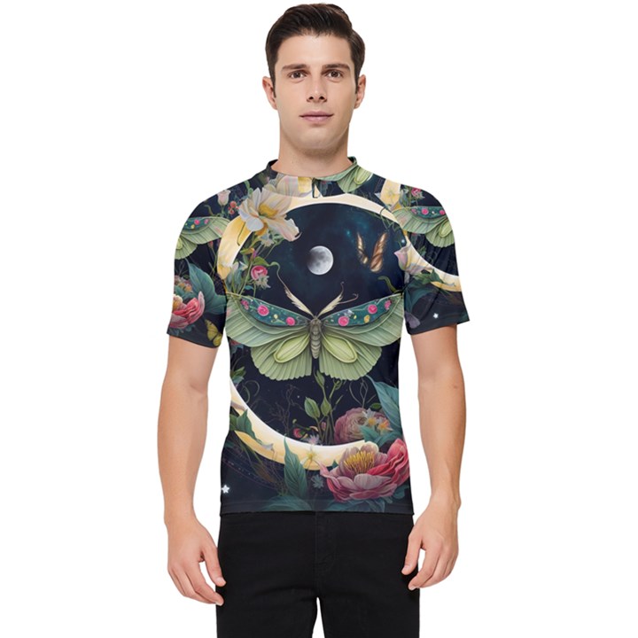 Flower Mot Moon Star Planet Men s Short Sleeve Rash Guard