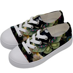 Flower Mot Moon Star Planet Kids  Low Top Canvas Sneakers by Simbadda