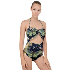 Flower Mot Moon Star Planet Scallop Top Cut Out Swimsuit by Simbadda