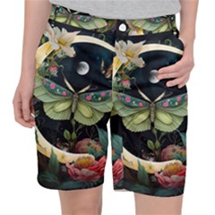 Flower Mot Moon Star Planet Women s Pocket Shorts by Simbadda