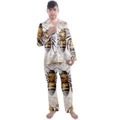 Bee Beekeeping Men s Long Sleeve Satin Pajamas Set by Simbadda