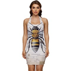 Bee Beekeeping Sleeveless Wide Square Neckline Ruched Bodycon Dress by Simbadda