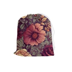 Flowers Pattern Drawstring Pouch (large) by Simbadda