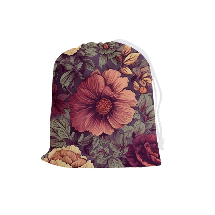 Flowers Pattern Drawstring Pouch (Large)